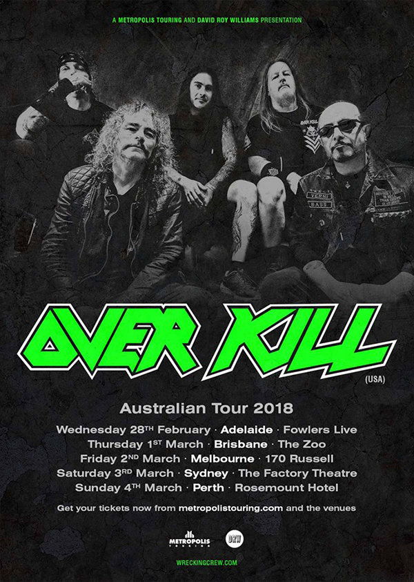 OVERKILL Return For February Australian Tour